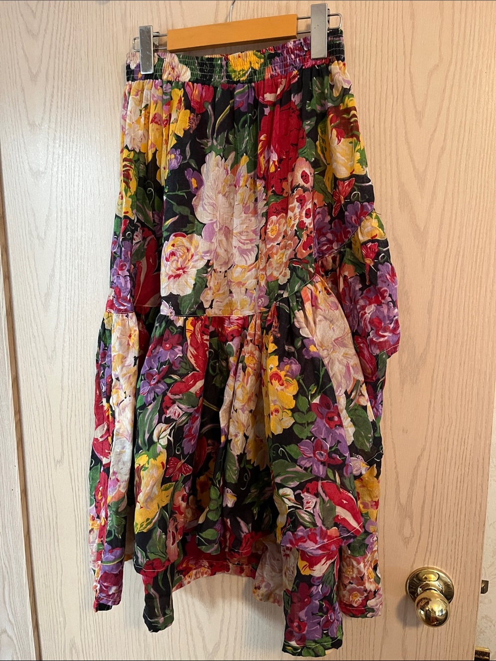 Woman’s  Floral Tiered Skirt - Multicolor Floral Print